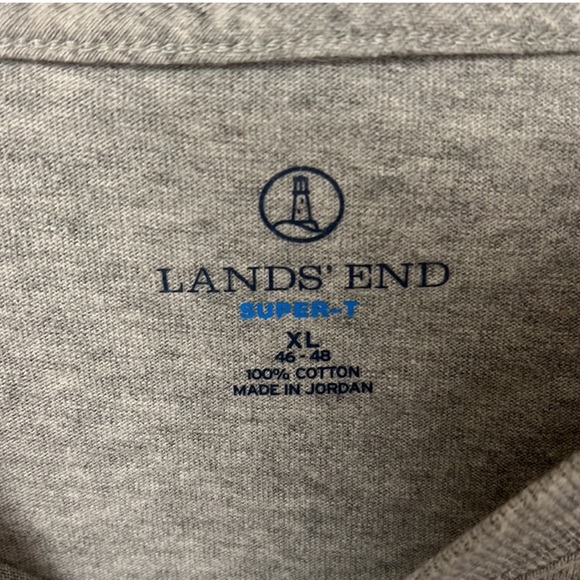 100% Cotton Lands End Grey Short Sleeve Tshirt - Picture 2 of 6